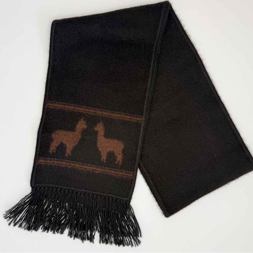 CCAHUANTICO Alpaca Wool Black and Brown Scarf